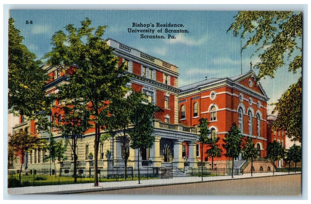 1940 Exterior View Bishop Residence University Scranton Pennsylvania PA Postcard