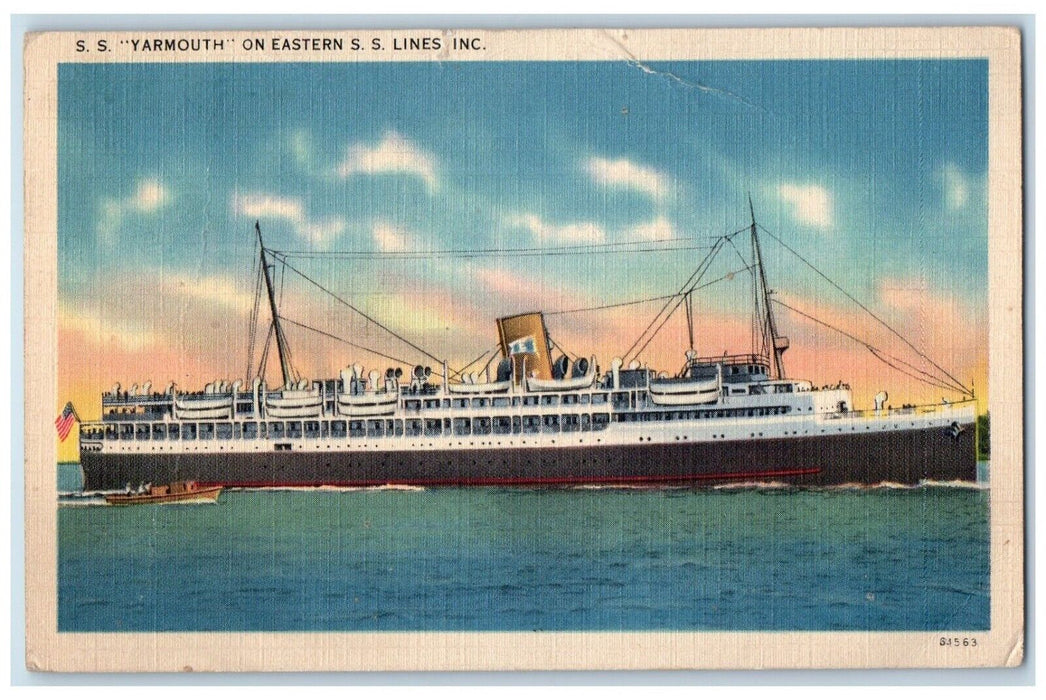 1940 S.S. Yarmouth Eastern Steamer Ship Cruise Lines Inc. Boat Vintage Postcard