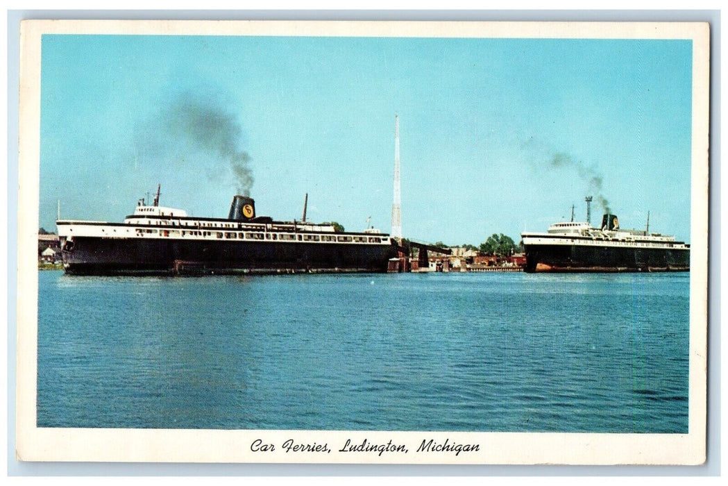 c1960 Car Ferries City Midland S.S. Spartan Steamer Ludington Michigan Postcard