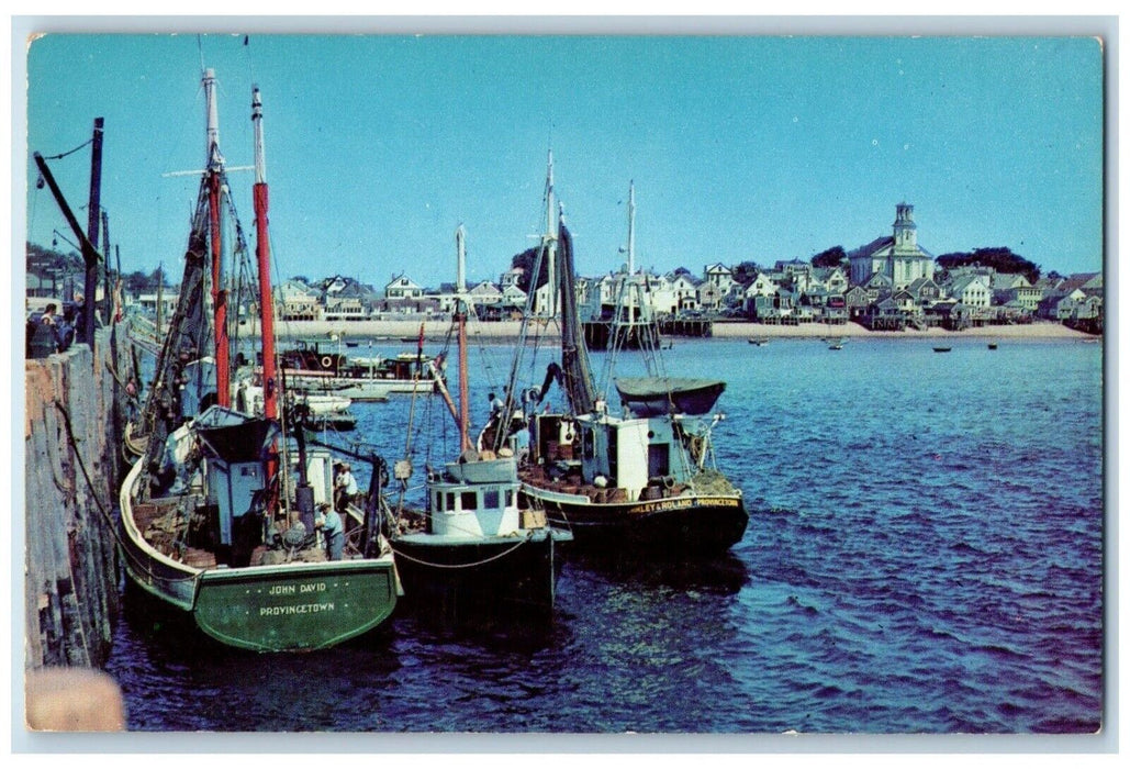 c1960 Provincetown Waterfront Wharfs Ship Boat Cape Cod Massachusetts Postcard