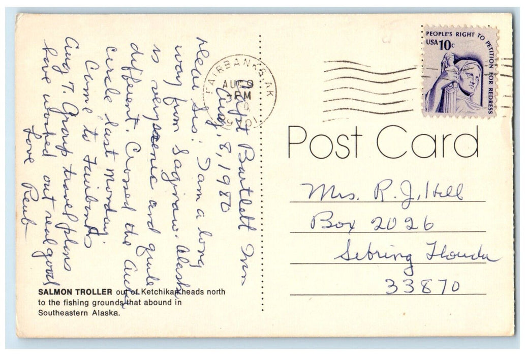1970 Salmon Troller Ketchikan Heads North Fishing Boats Grounds Alakas Postcard