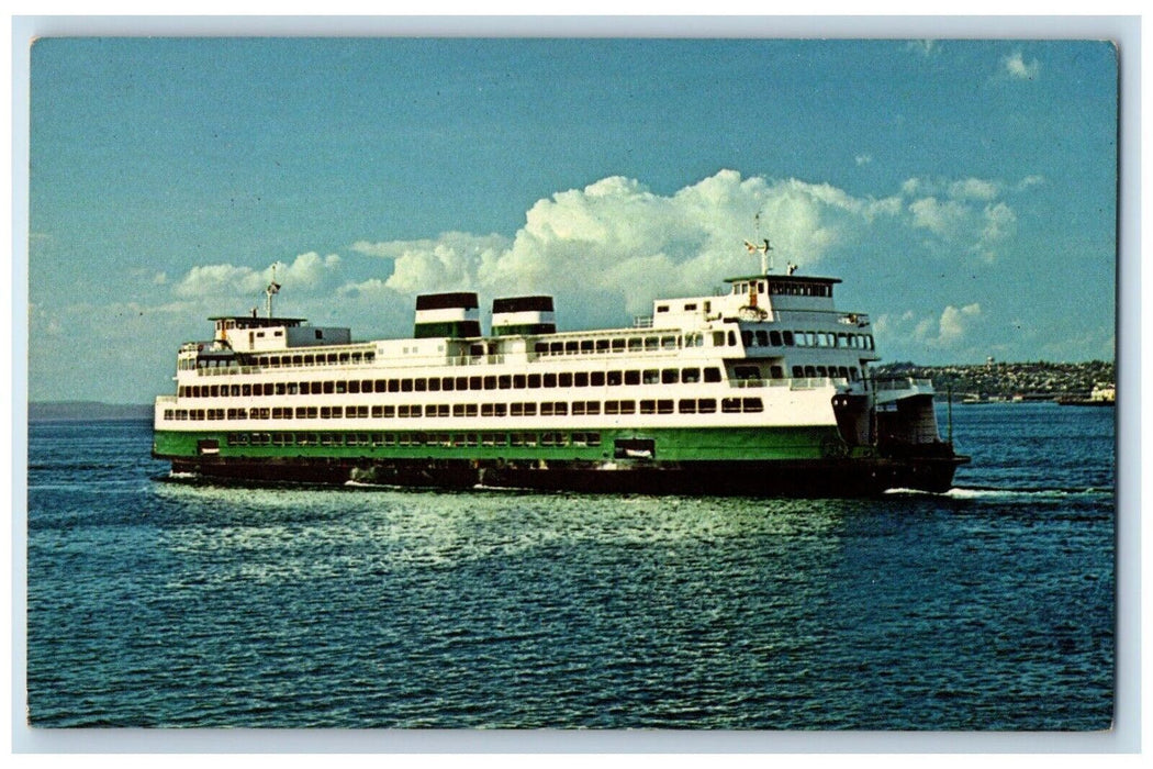 c1960 Washington State Super Auto Ferry Vehicle Cruise Passenger Ship Postcard