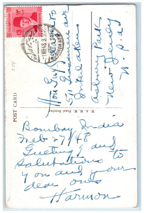 c1920's The Majestic Hotel and Waterloo Mansions Bombay India Postcard
