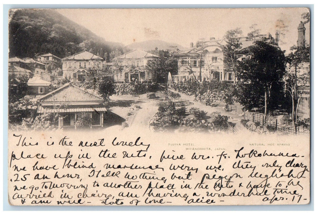 c1905 Natural Hot Spring Fujiya Hotel Miyanoshita Japan Antique Postcard