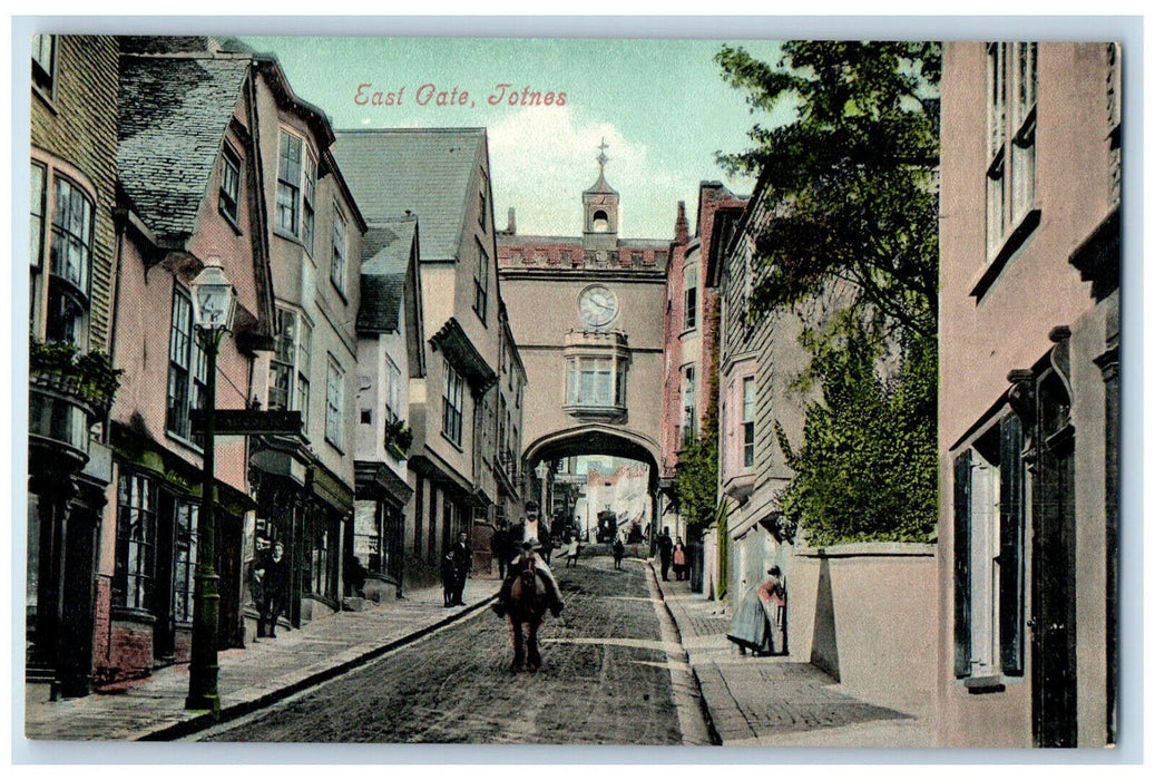 c1910 East Gate Totnes River Dart Devon England Unposted Antique Postcard