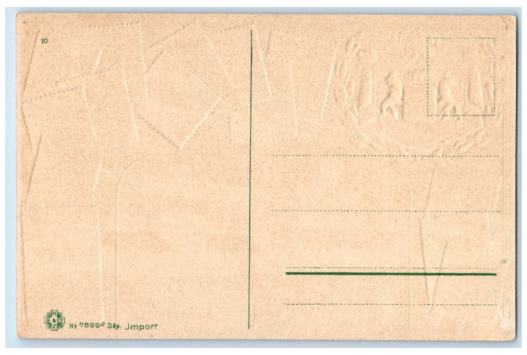 c1910 Stockholm-Operaterassen Sweden Post Stamps Logo Embossed Postcard