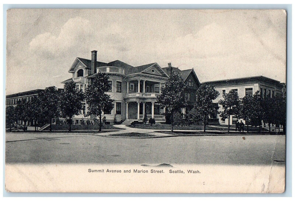 c1905 Summit Avenue Marion Street Seattle Washington WA Vintage Antique Postcard