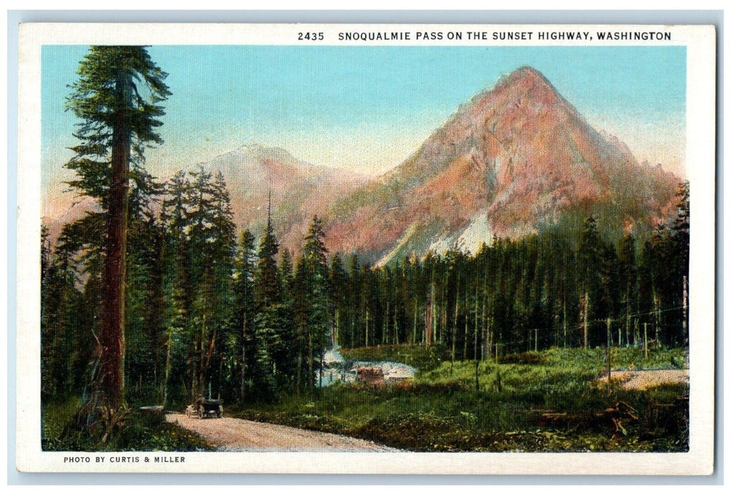 c1920 Scenic View Snoqualmie Pass Sunset Highway Washington WA Vintage Postcard