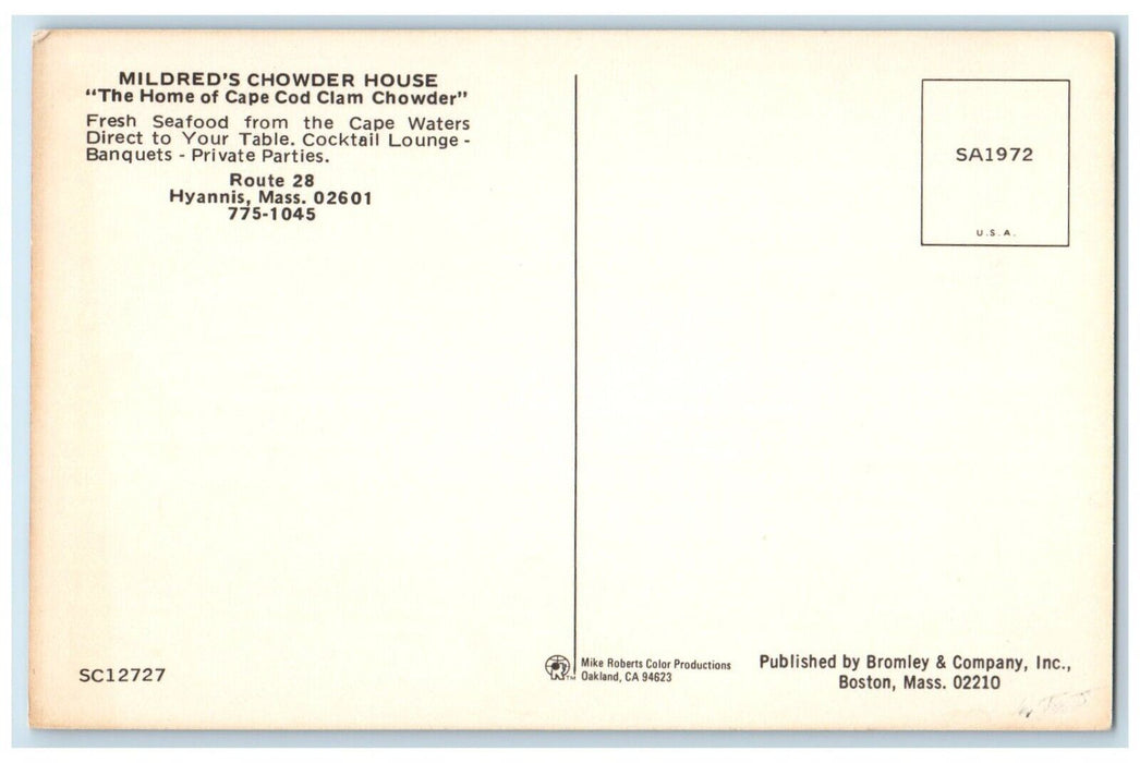 1960 Exterior View Mildred Chowder Classic Car Hyannis Massachusetts MA Postcard