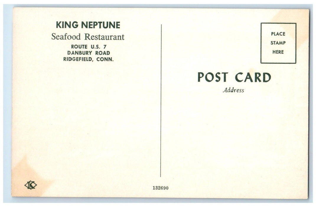 c1960 Interior King Neptune Seafood Restaurant Ridgefield Connecticut Postcard