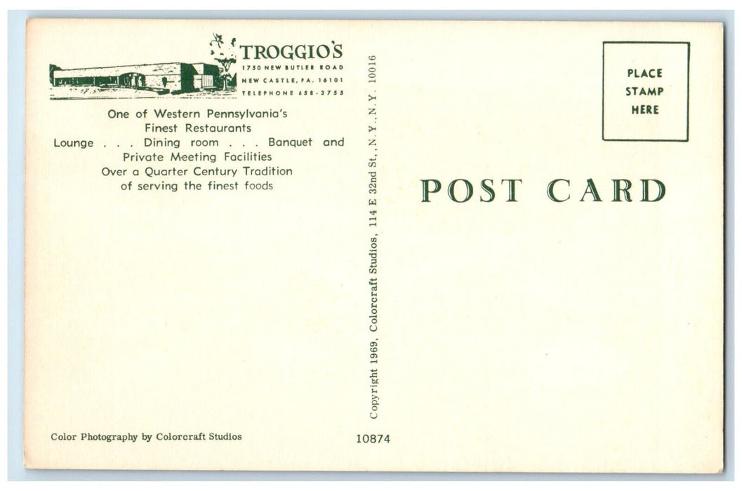 c1960 Troggio Restaurant Multi-View New Castle Pennsylvania PA Vintage Postcard