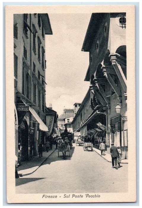 c1940's Argentiere Firenze Sul Ponte Vecchio Florence Italy Postcard