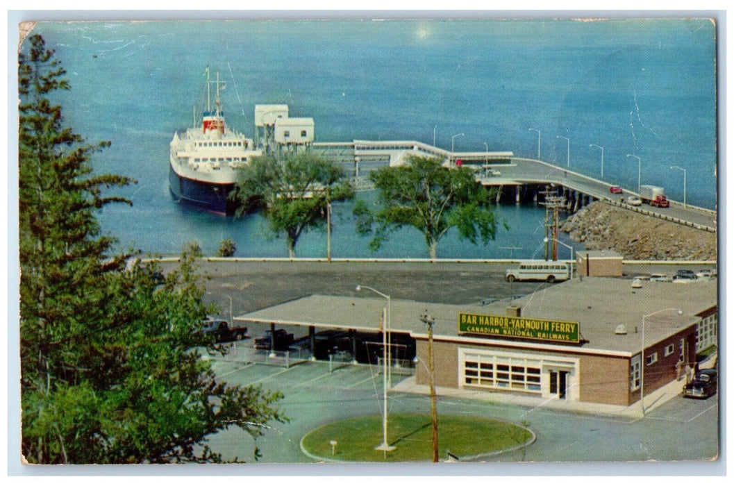 1958 Bar Harbor Ferry Terminal M.V Bluenose Dock Bar Harbor Nova Scotia Postcar