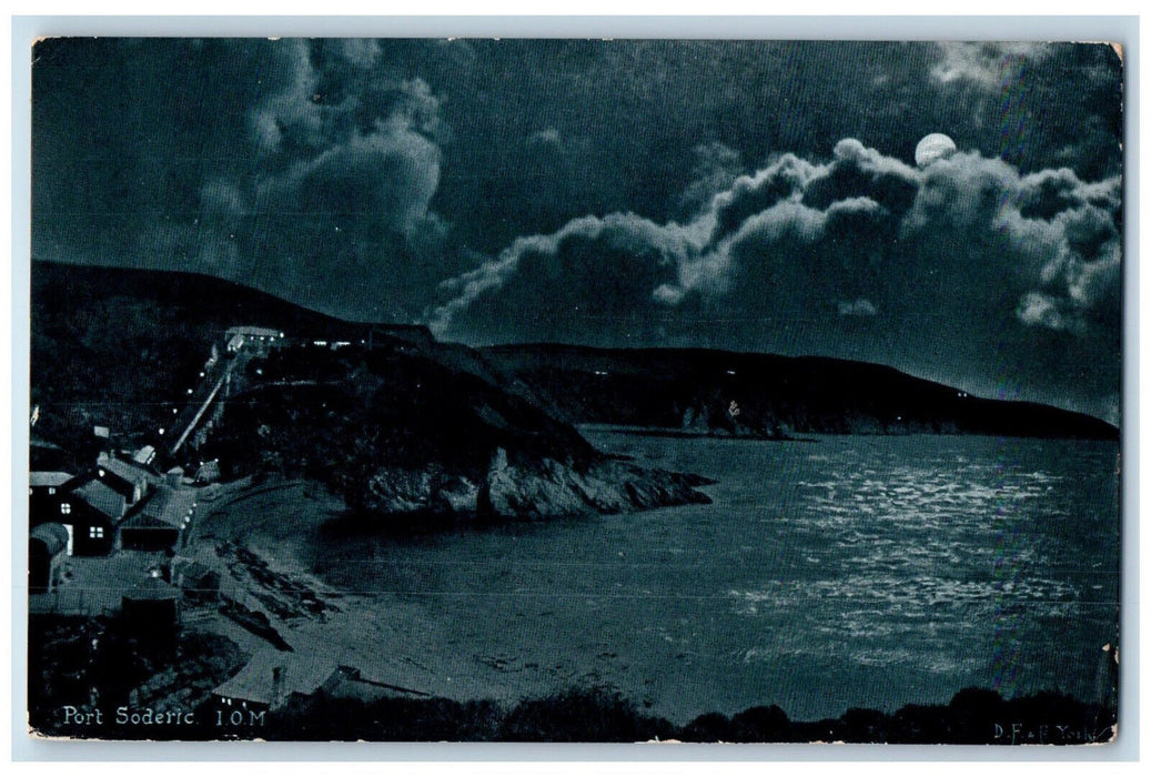 1904 Lake in Port Soderic Moonlight View  Isle of Man Antique Posted Postcard