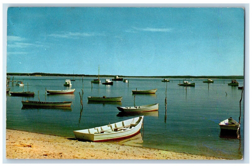 1960 Long Island Vacation Paradise Fishing Swimming Boating Canoe Boat Postcard