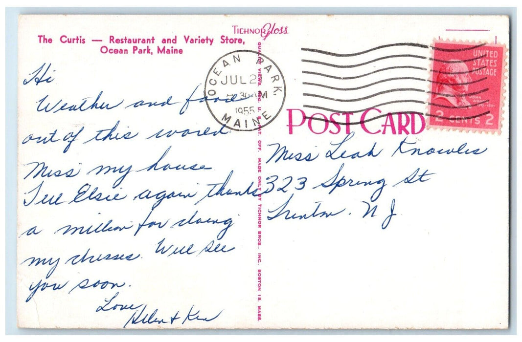 1955 Exterior View Curtis Restaurant Variety Store Ocean Park Maine ME Postcard