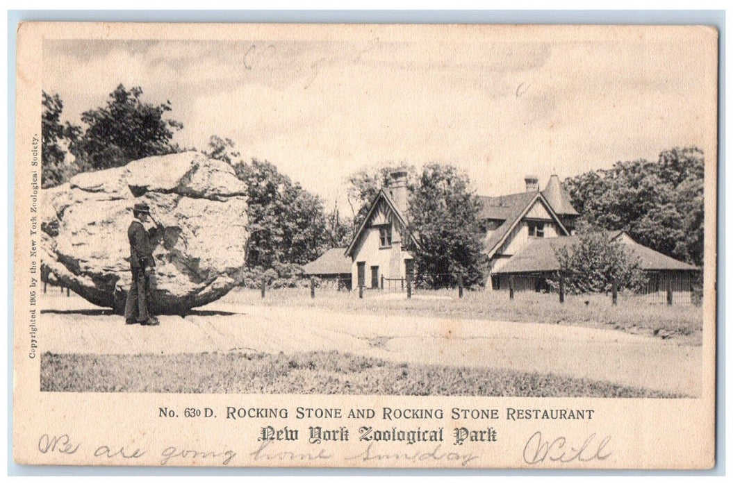 1907 Rocking Stone & Rocking Stone Restaurant New York Zoological Park Postcard
