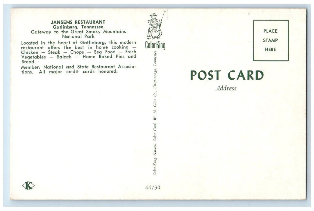 1960 Jansens Restaurant Gatlinburg Tennessee Multi-View Vintage Antique Postcard