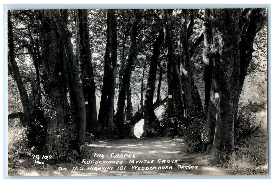 1951 The Chapel Roguewoods Myrtle Grove Wedderburn Oregon OR RPPC Photo Postcard