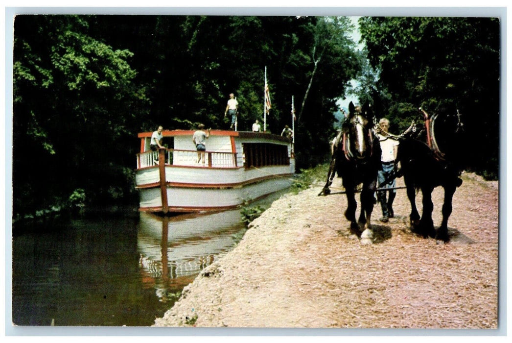 c1960 Canal Boat Monticello II Roscoe Townspeople River Coshocton Ohio Postcard