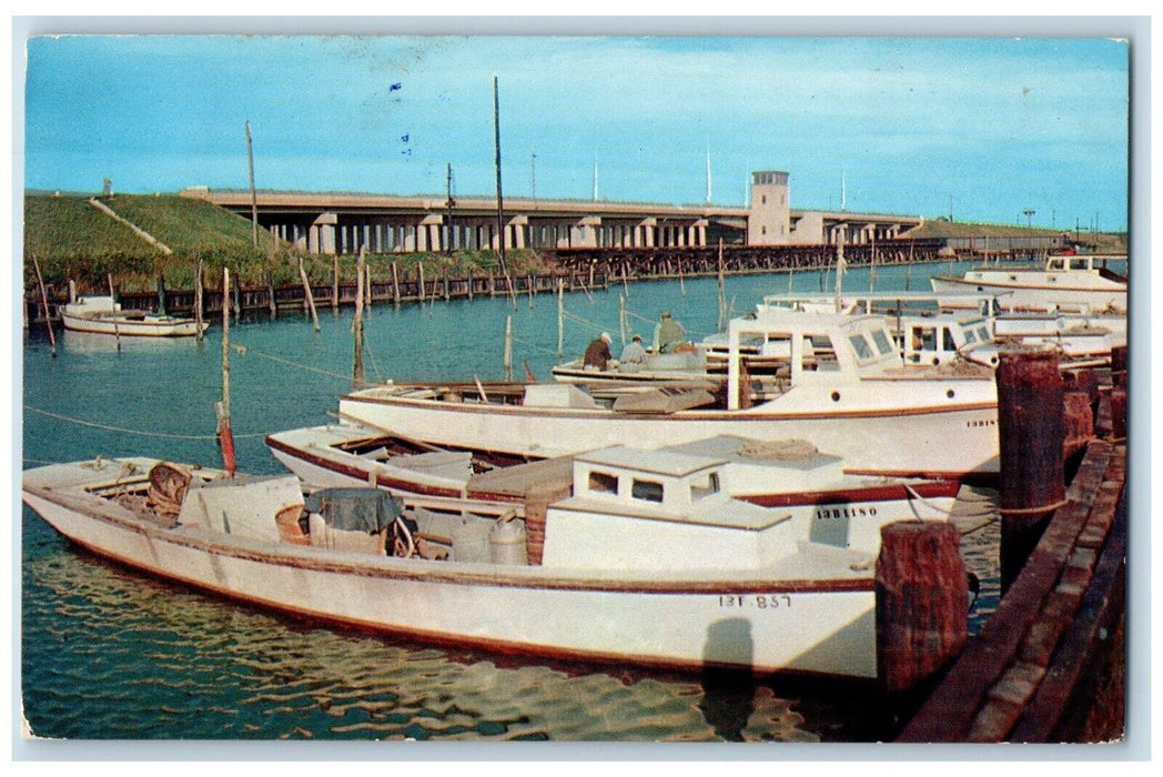 1956 Kent Narrows Bridge Chester Fishing Center Grasonville Maryland MD Postcard