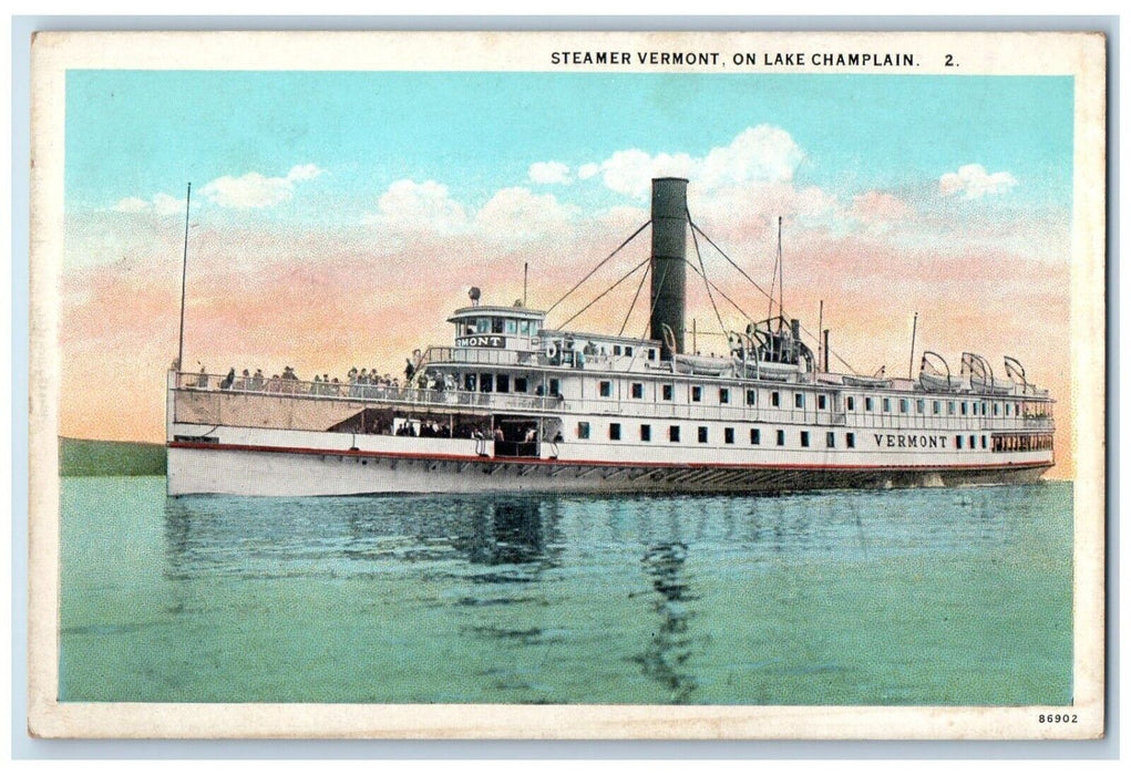 c1920 Steamer Vermont Lake Champlain Cruise Ship River Vintage Antique Postcard