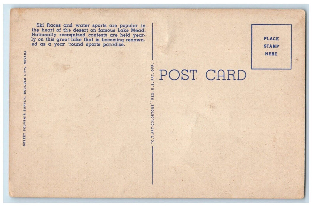 c1940 Water Sports Waves Lake Mead National Recreational Area Ski Races Postcard