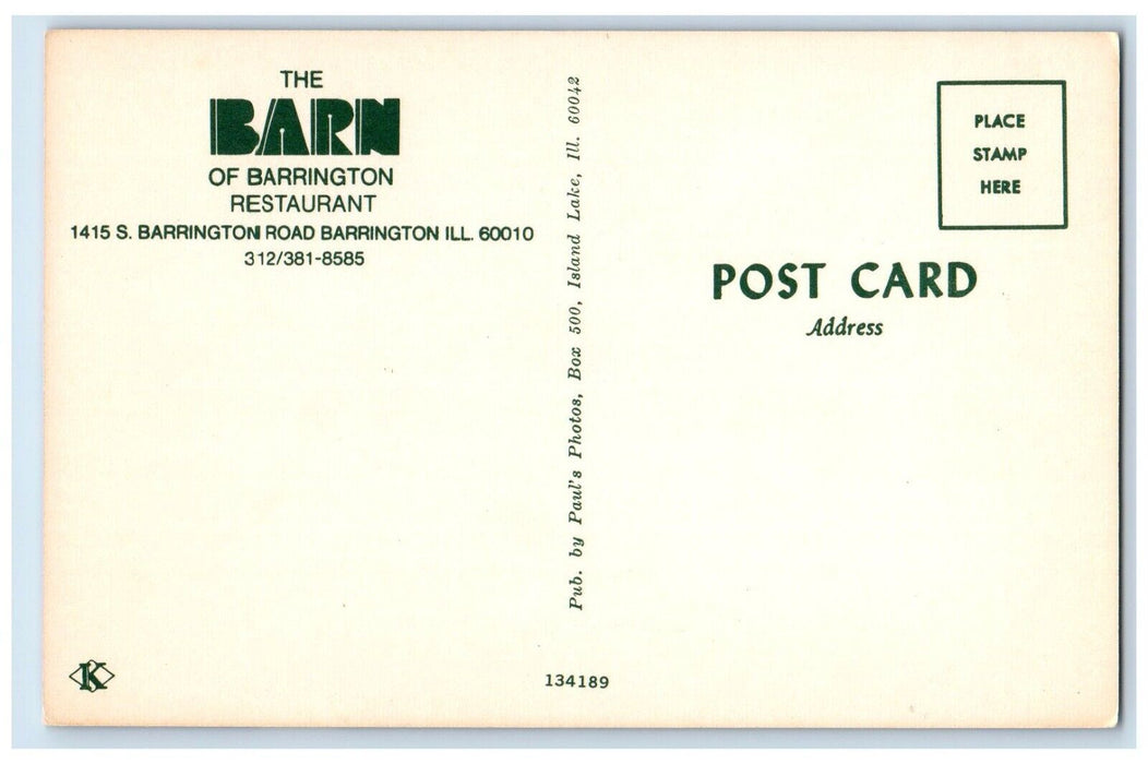 c1960 Barn Barrington Restaurant Barrington Illinois Vintage Multi-View Postcard