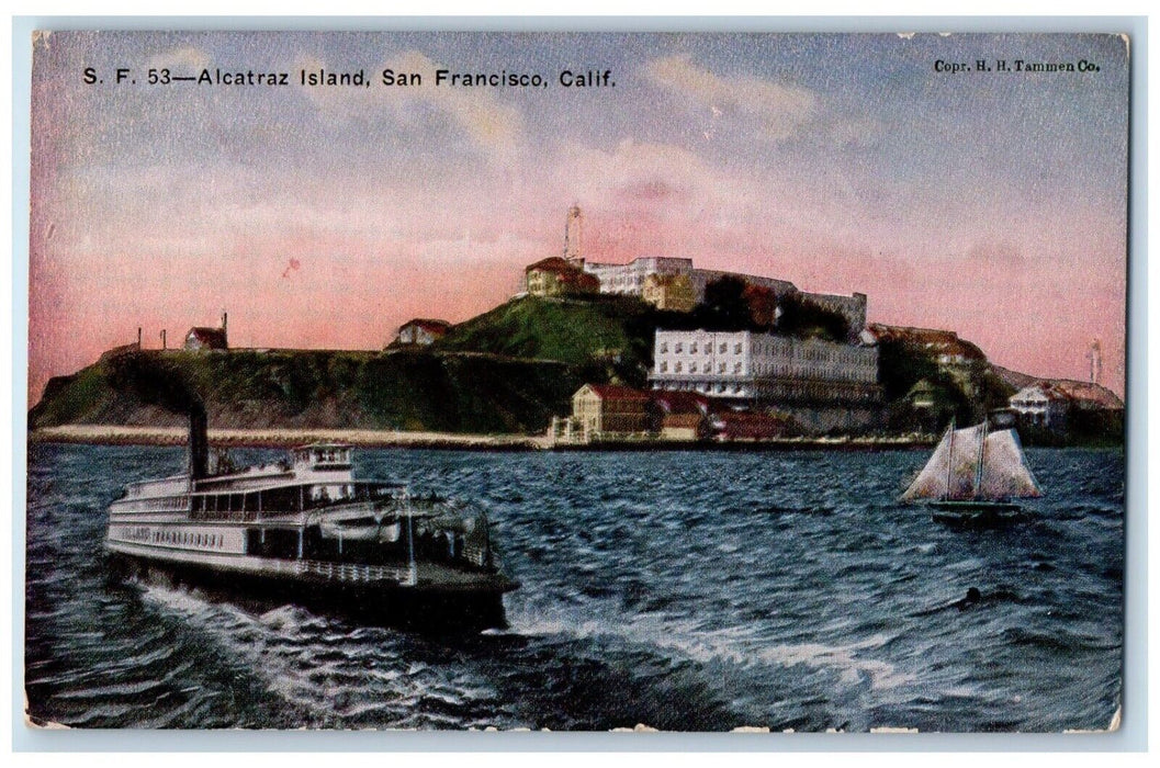 Alcatraz Island San Francisco California CA, Steamer Ship Unposted Postcard
