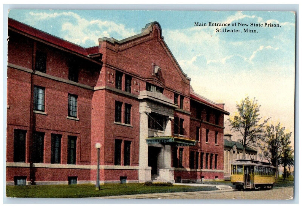 Main Entrance Of New State Prison Trolley Stillwater Minnesota MN Postcard
