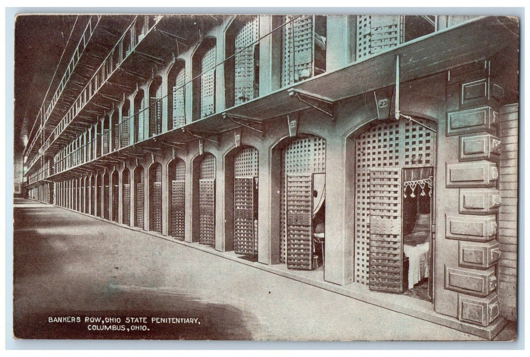 1913 Bankers Row Ohio State Penitentiary Columbus Ohio OH Antique Postcard