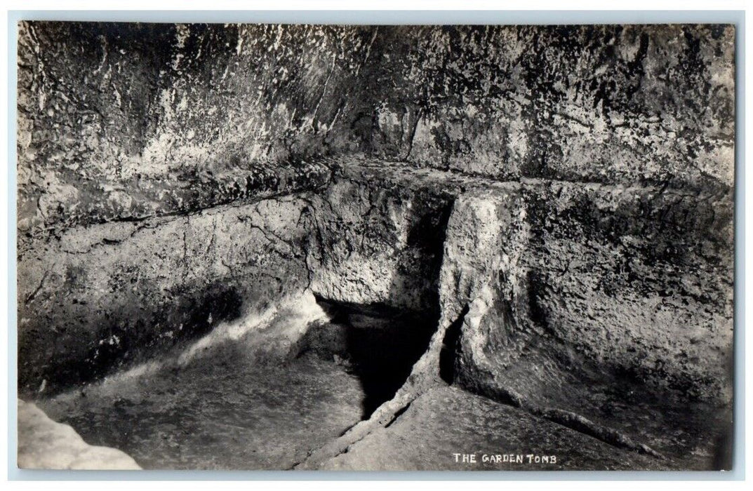 c1920's Inside The Garden Tomb View Jerusalem Israel RPPC Postcard