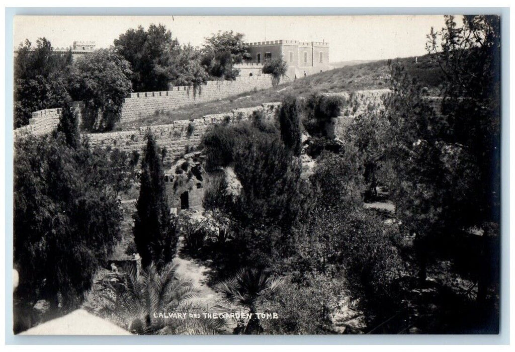 c1920's View Of The Garden Tomb Calvary Jerusalem Israel RPPC Unposted Postcard