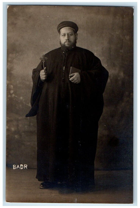 c1920's Priest Of The St. Sergius Church BADR Cairo Egypt RPPC Unposted Postcard