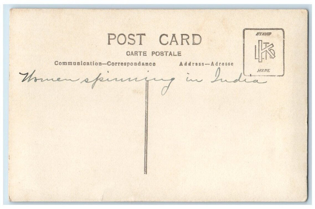 c1920's Women With Spinning Wheels Yarn Delhi India RPPC Unposted Postcard