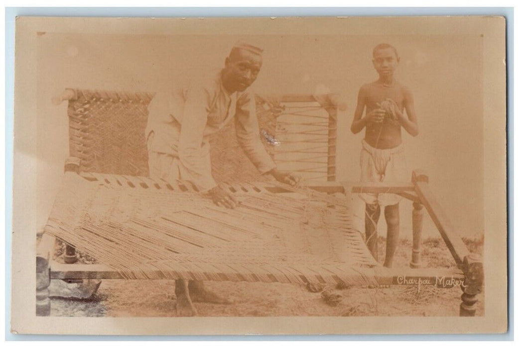 c1920's Men Building Beds For Missionaries Delhi India RPPC Unposted Postcard
