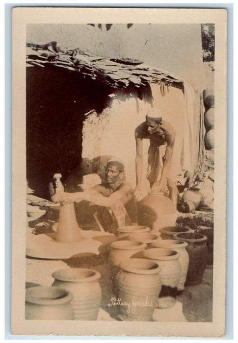 c1920's Pottery Workers Business Market Delhi India RPPC Unposted Postcard