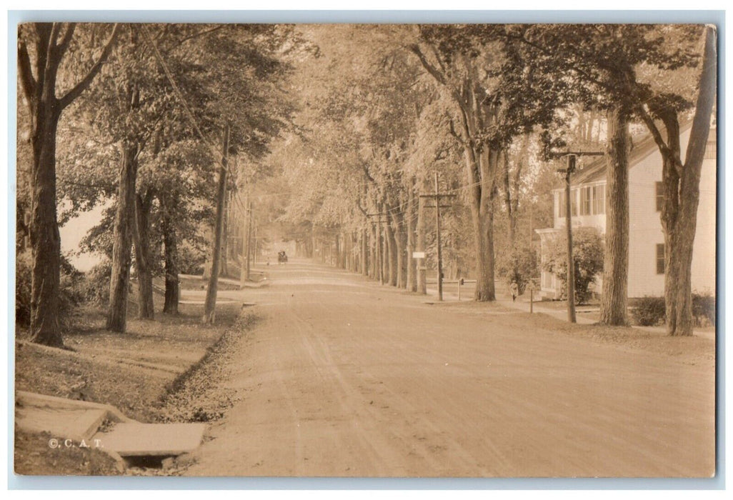 c1910's Dirt Road Church Street Belfast Maine ME Antique RPPC Photo Postcard