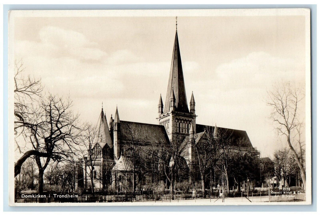 c1910's Nidaros Cathedral Scene Street Trondheim Norway RPPC Photo Postcard