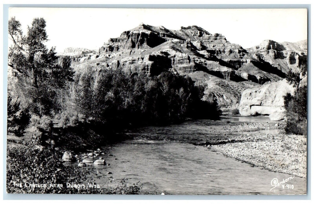 c1940's View Of The Castles Near Dubois Wyoming WY Vintage RPPC Photo Postcard