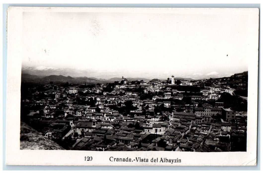 Bird's Eye View Of Cranada Vista Del Albayzin Spain RPPC Photo Vintage Postcard