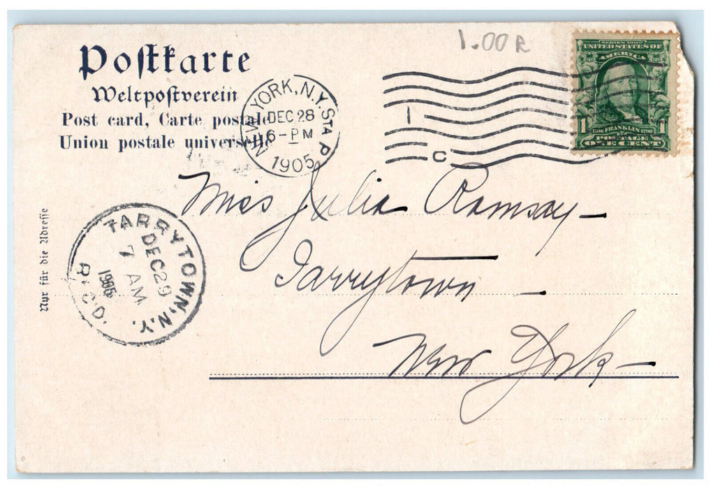 1905 Gruss Von Bord Des Dampfers Norddeutscher Lloyd Bremen Germany Postcard