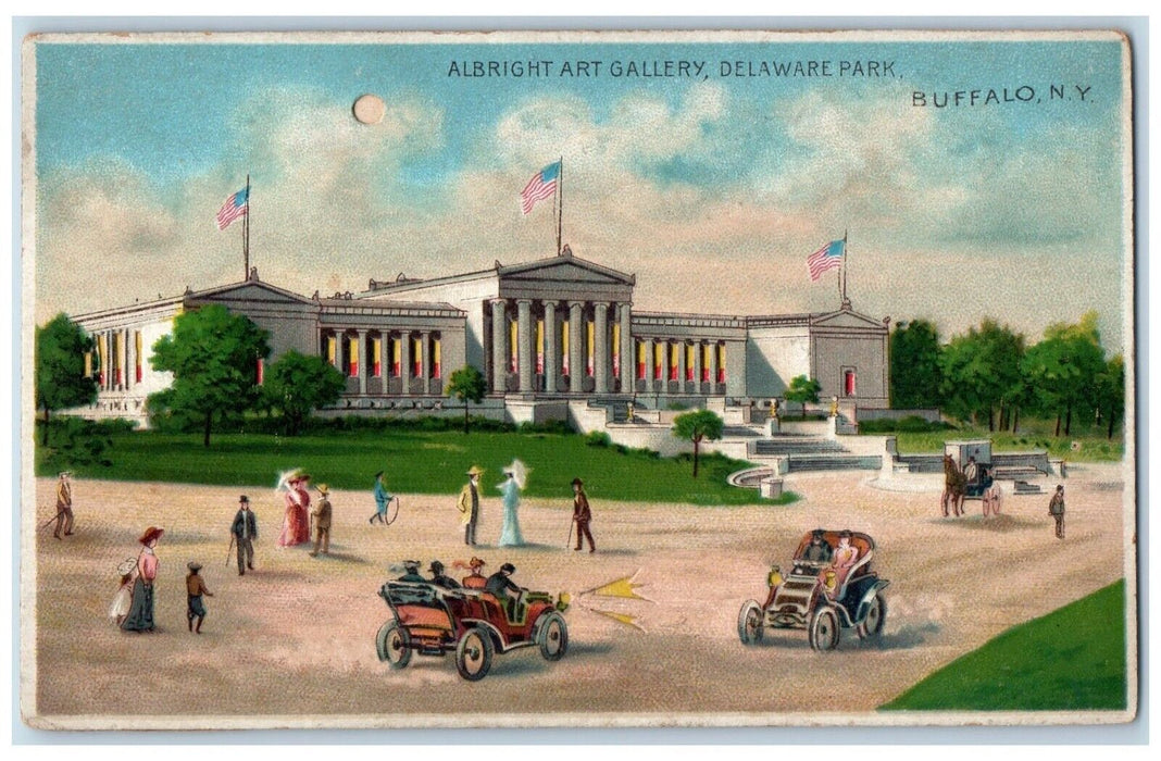 Albright Art Gallery Delaware Park Cars Buffalo NY Hold To Light HTL Postcard