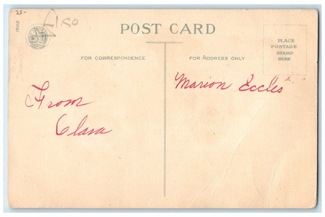 c1910's Valentine Children Sweetheart Flowers Bouquet Wolf Antique Postcard