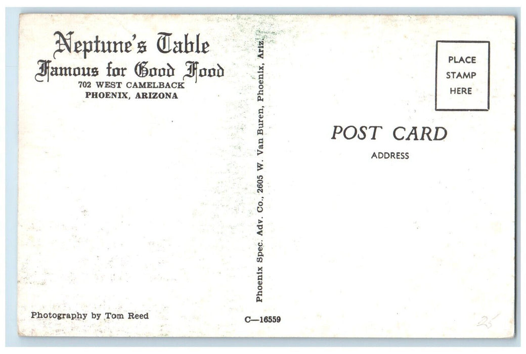 c1960 Neptune Table Phoenix Arizona Multi-View Vintage Antique Unposted Postcard