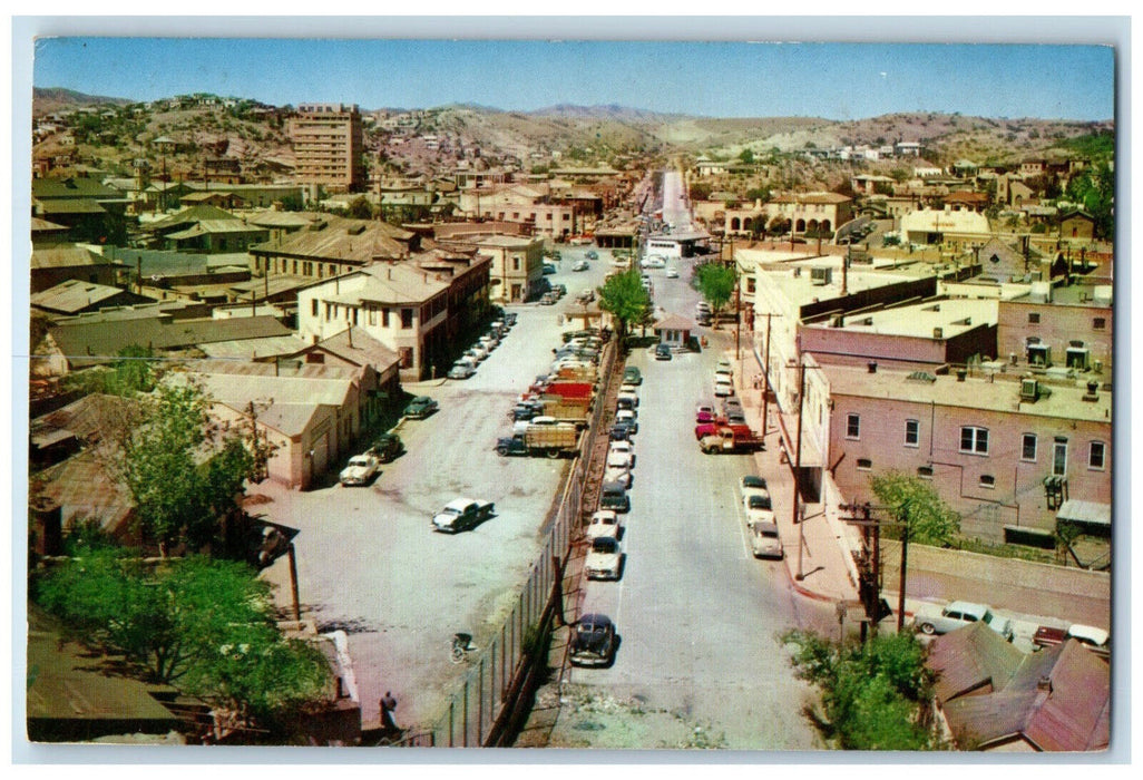 1963 View of City of Nogales International Border Fence Sonora Mexico Postcard