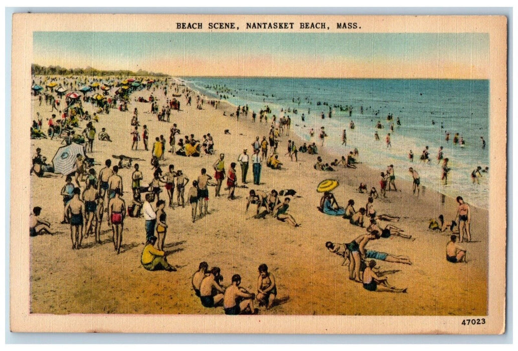 c1940 Beach Scene Nantasket Beach Bath Massachusetts MA Vintage Antique Postcard