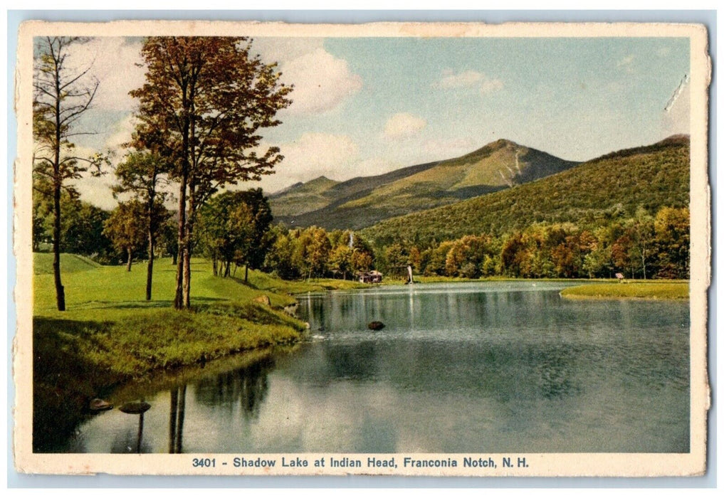 c1940 Shadow Lake Indian Head Franconia Notch New Hampshire NH Antique Postcard