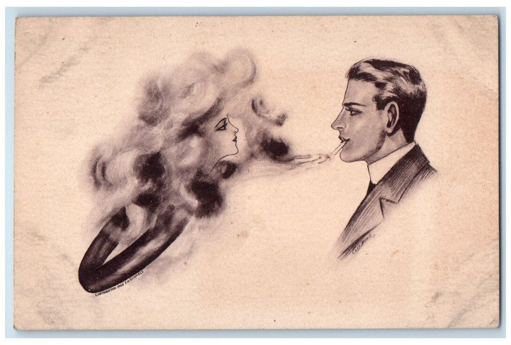 c1910's Man Whismical Fantasy Pretty Woman Denver Colorado CO Antique Postcard