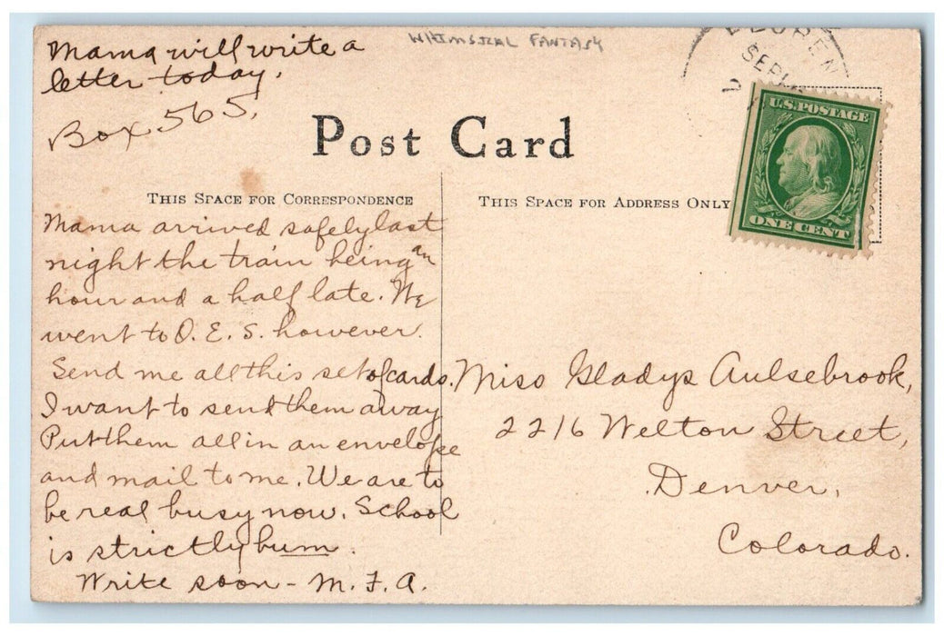 c1910's Man Whismical Fantasy Pretty Woman Denver Colorado CO Antique Postcard